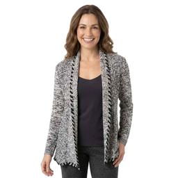 Womens Pearl Fashion 3/4 Sleeve Whipstitch Open Front Cardigan