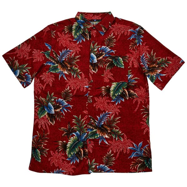 Mens Campia Short Sleeve Tropical Leaf Button Down Shirt - Red - image 