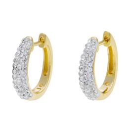 Marsala Gold Over Brass Genuine Crystal Pave Hinged Hoop Earrings
