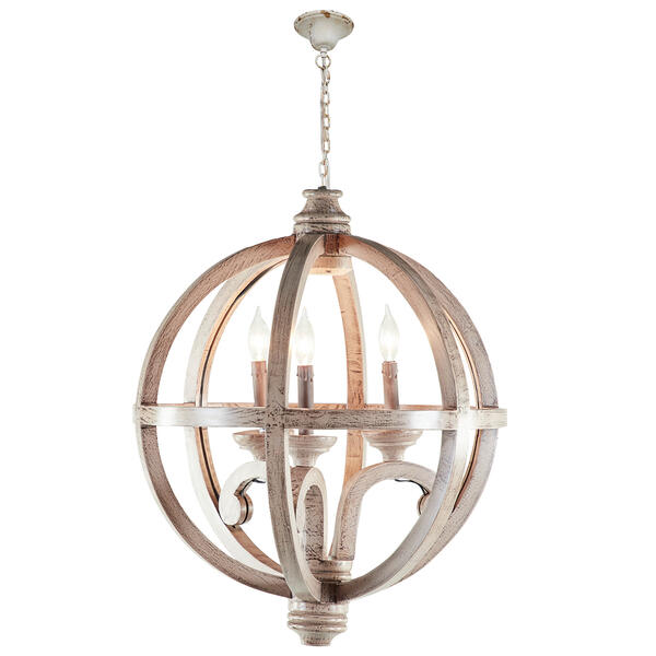 9th & Pike&#40;R&#41;  Gold Wood Rustic Caged Chandelier - image 