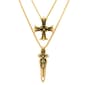 Mens Gold Plated Layered Cross & Dagger Necklace - image 1