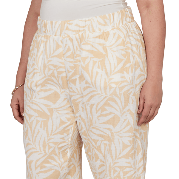 Plus Size Emaline Verde Grove II Tropical Pull On Wide Leg Pants