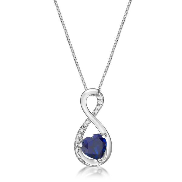 Gemminded Sterling Silver 6mm Heart Created Sapphire Pendant - image 