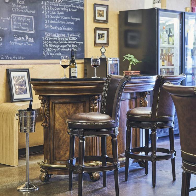 New Ridge Home Goods Chapman Bar-Height Swivel Barstool - Walnut