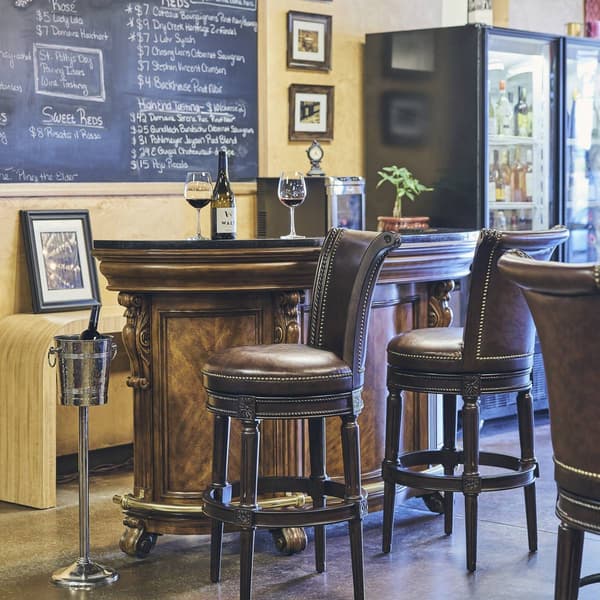 New Ridge Home Goods Chapman Bar-Height Swivel Barstool - Walnut