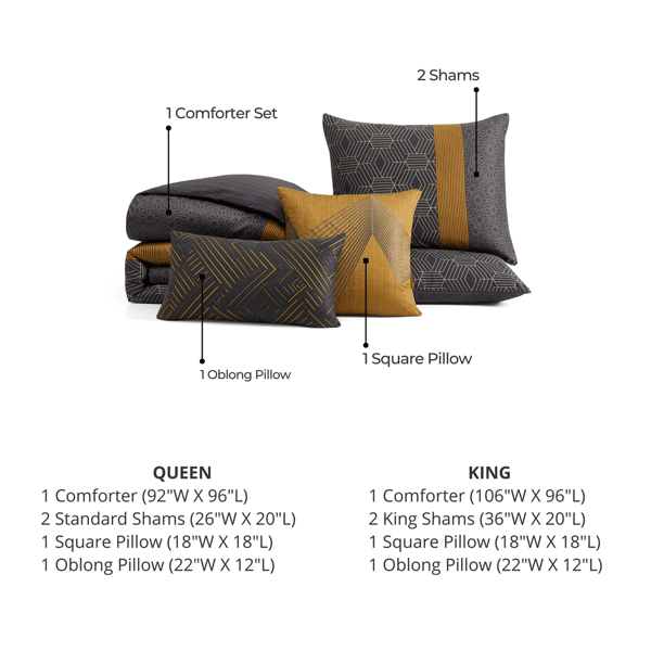 Bebejan® Golden Hex Cotton Sateen 5pc. Reversible Comforter Set