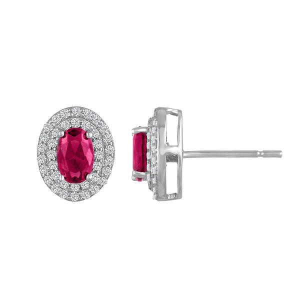 Gemstone Classics&#40;tm&#41; Sterling Silver Ruby Stud Earrings - image 