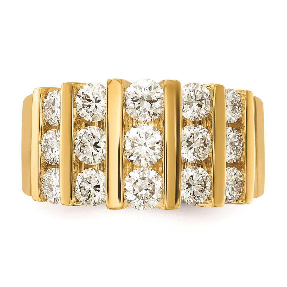 Mens Pure Fire 14kt. Yellow Gold Lab Grown 2ct. Diamond Band