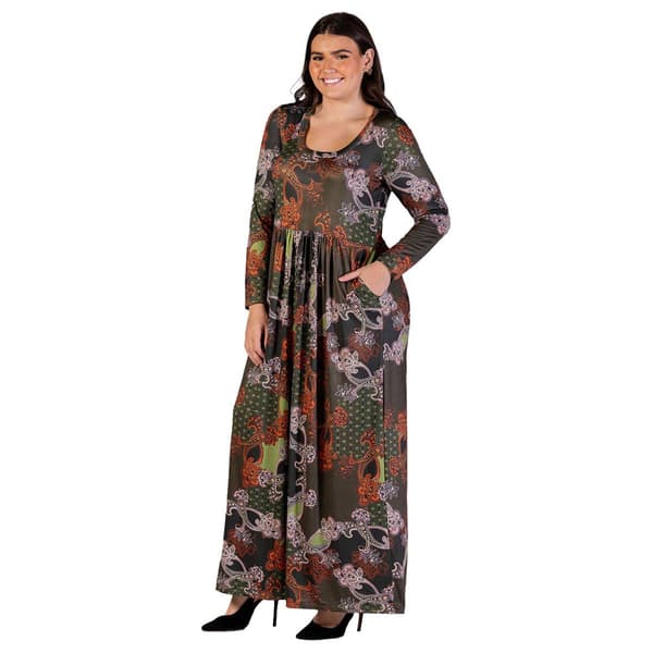 Plus Size 24/7 Comfort Apparel Green Empire Waist Maxi Dress
