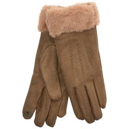 Womens Clever Suede Lined w/Faux Fur Cuff Gloves