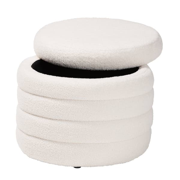 Baxton Studio Tabitha Ivory Boucle Upholstered Storage Ottoman