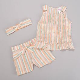Toddler Girl Little Lass&#40;R&#41; Stripe Tank Top & Stripe Shorts w/ Bow