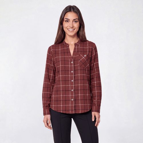 Womens Hasting & Smith Mandarin Collar Flannel - Apple Butter - image 