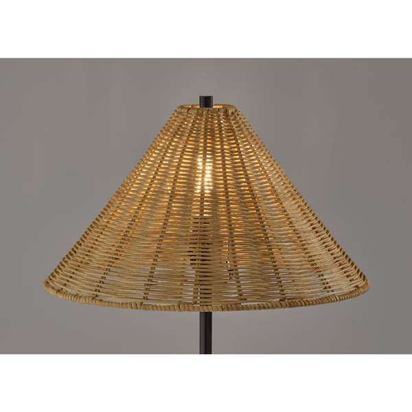 Adesso Rayne Brown Marble Base Table Lamp with Rattan Shade