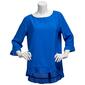 Petite Multiples 3/4 Sleeve Scoop Neck Ruffle Trim Blouse - image 1