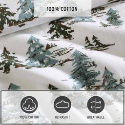 Eddie Bauer Snowy Pine Trees Cotton Flannel Sheet Set