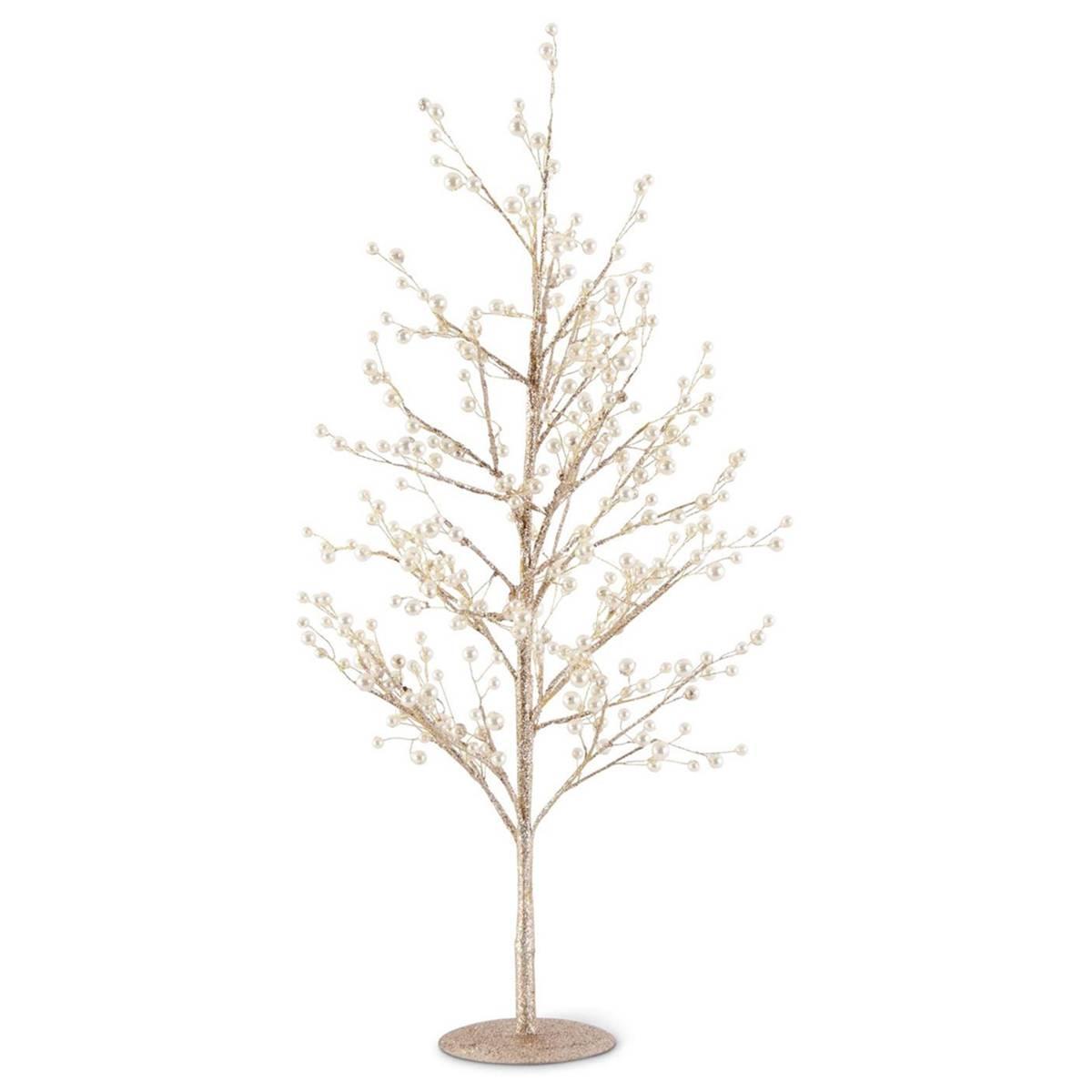 K&K Interiors Gold Glittered Twig Tree with Pearl
