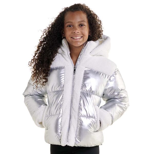 Girls &#40;7-16&#41; Sam Edelman Metallic w/ Sherpa Trim Puffer Coat - image 