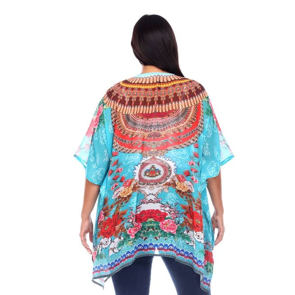 Plus Size White Mark Floral Short Caftan Tunic