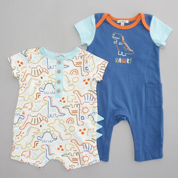 Baby Boy &#40;NB-9M&#41; Mini Bean&#40;R&#41; 2pk. Dino Romper & Rawr Jumpsuit - image 