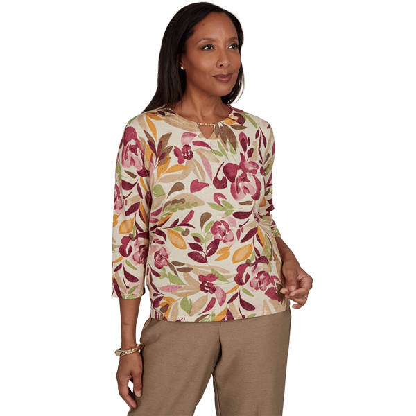 Womens Alfred Dunner Union Square Floral Painterly Blouse - image 