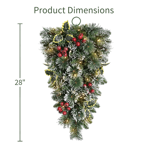 Puleo International 28in Warm White LED Snowy Silverton Pine Swag