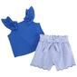 Girls &#40;4-6x&#41; Rare Editions Solid Knit Top & Checkered Shorts Set - image 1