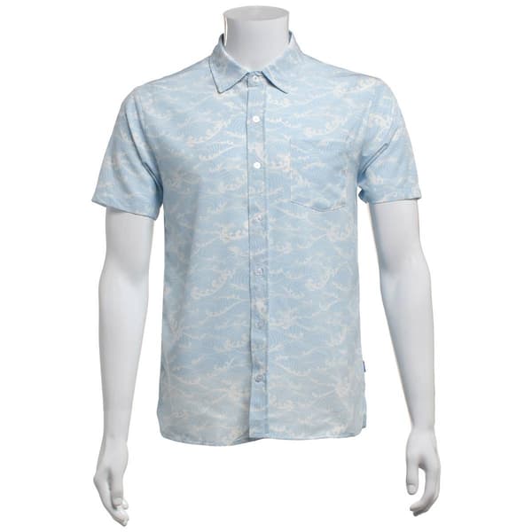 Mens VSTR Waves Short Sleeve Button Down Shirt - image 