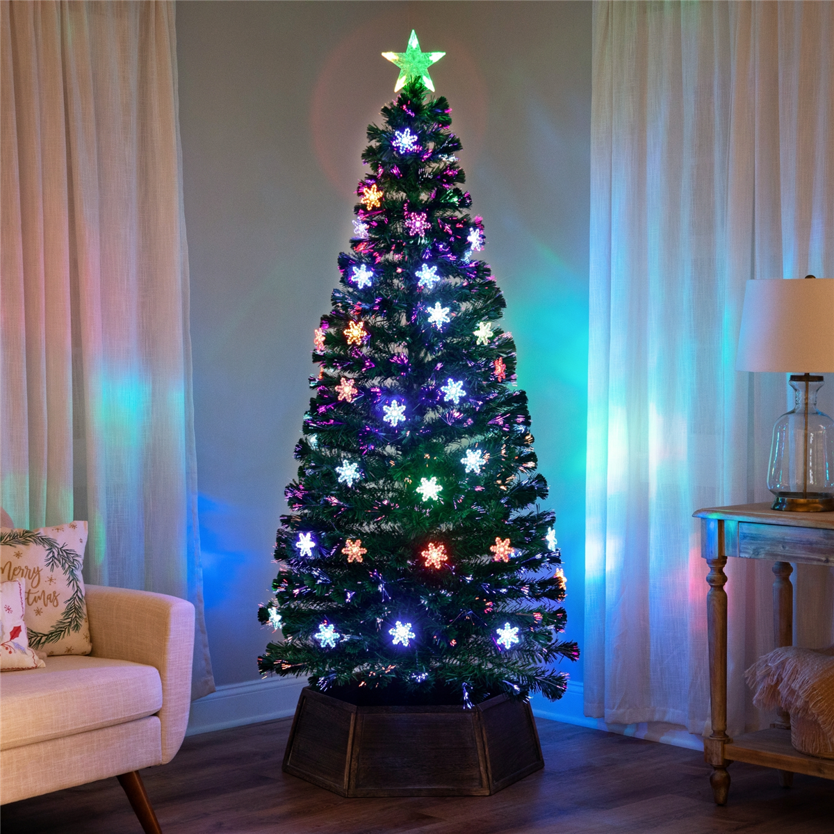 Northlight 7ft. Pre-Lit Fiber Optic Snowflake Christmas Tree