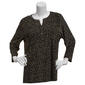 Petite Napa Valley 3/4 Sleeve Abstract Pleat Split Neck Blouse - image 1