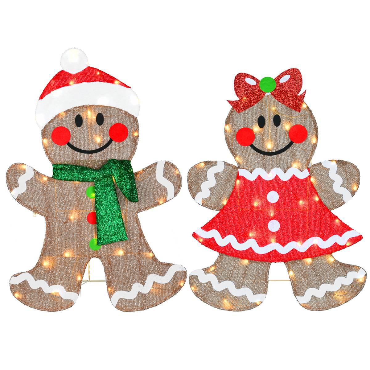 National Tree 35in. Pre-Lit Gingerbread Cookie Couple
