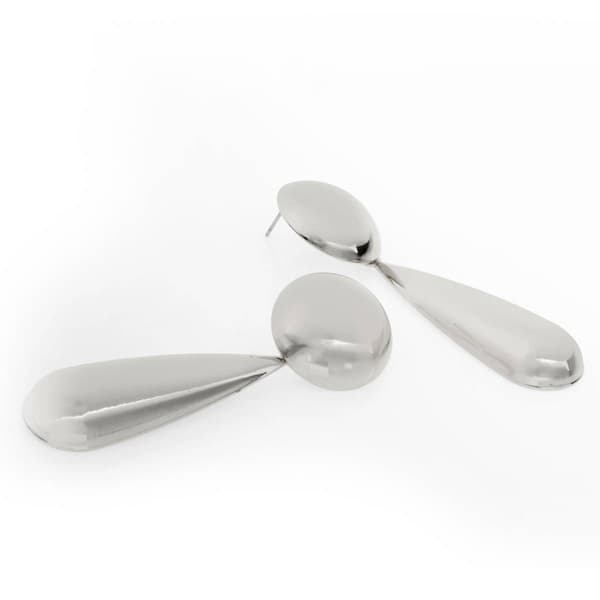 Steve Madden Rhodium Puffy Teardrop Drop Earrings