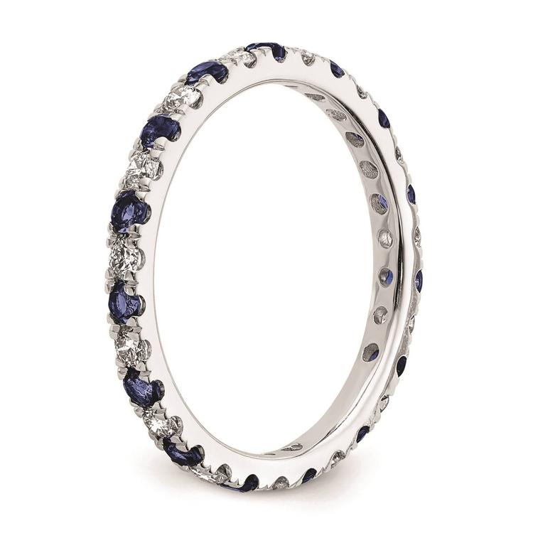 Pure Fire 14kt. White Gold Lab Created Blue Sapphire Band