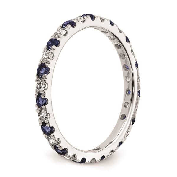 Pure Fire 14kt. White Gold Lab Created Blue Sapphire Band