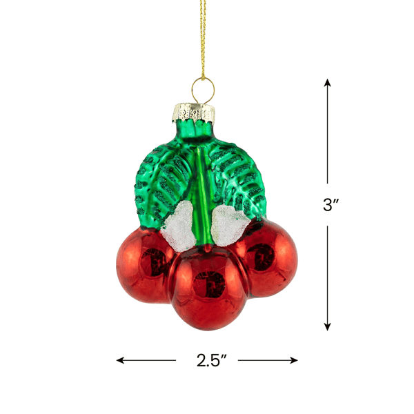 Northlight Shiny Red Cherries Glass Christmas Hanging Ornament