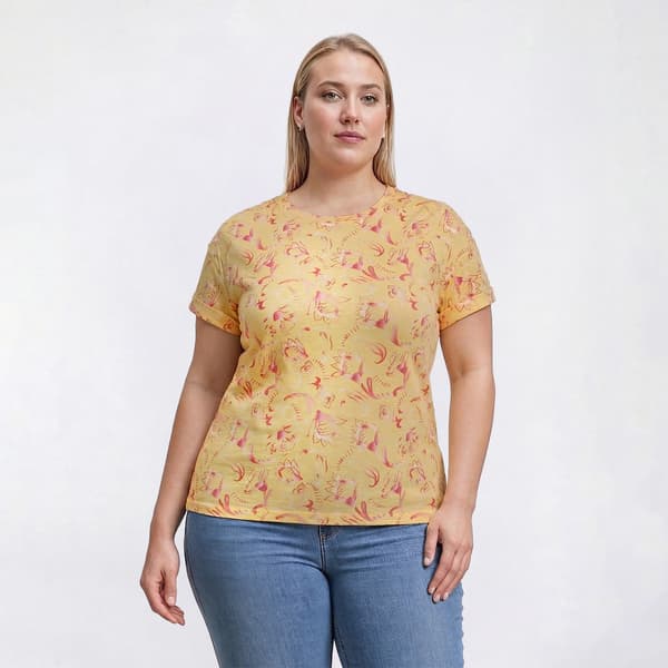 Plus Size Hasting & Smith Short Sleeve Smock Shoulder Floral Tee