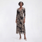 Womens Mlle Gabrielle 3/4 Sleeve V-Neck Floral Mesh Midi Dress - image 1