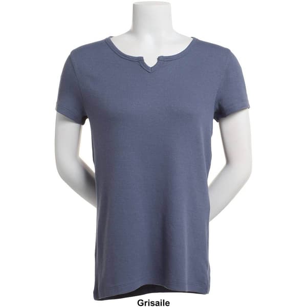 Womens Architect® Short Sleeve 2x2 Rib Split Neck Tee