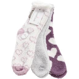 Womens Cuddl Duds(R) 3Pk Heart Cozies Socks