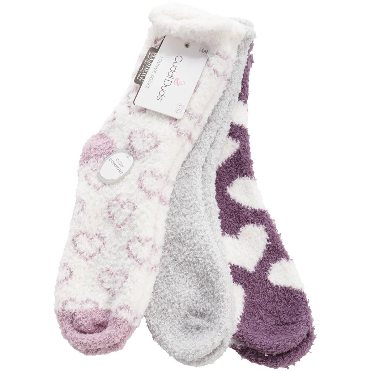 Womens Cuddl Duds(R) 3Pk Heart Cozies Socks