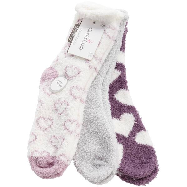 Womens Cuddl Duds(R) 3Pk Heart Cozies Socks - image 