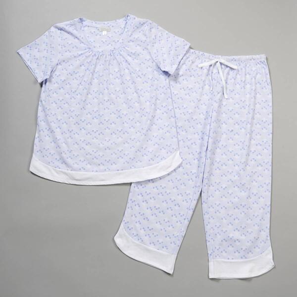 Plus Size Celestial Dreams Short Sleeve Floral Capri Pajama Set - image 