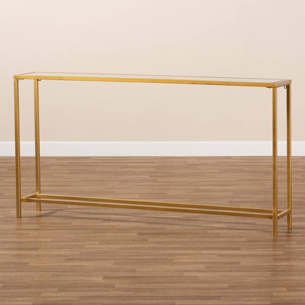 Baxton Studio Alessa Gold Finished Metal & Mirrored Glass Table
