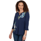 Womens Alfred Dunner Indigo Girls Floral Embroidery Blouse - image 3
