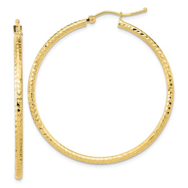 Gold Classics(tm) 10kt. Diamond-cut 41mm Round Tube Hoop Earrings - image 