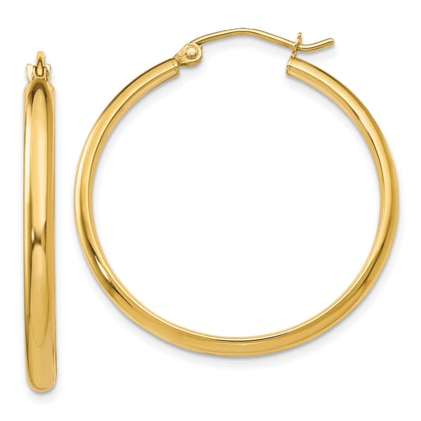 Gold Classics(tm) 30mm. 14kt. Polished Hoop Earrings - image 