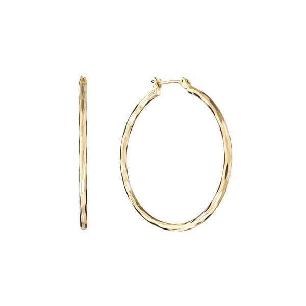 40mm Gold Over Brass Diamond Cut Hoop Earrings - image 