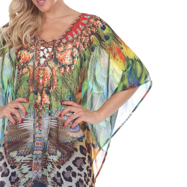 Womens White Mark Peacock Leopard Caftan