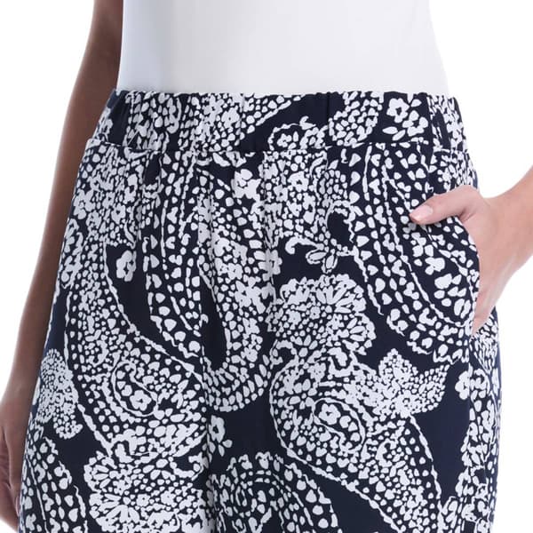 Petite Rafaella® Crochet Trim Paisley Wide Leg Pants