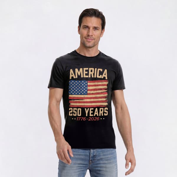 Mens Home of the Brave Tattered Flag Graphic Tee - image 